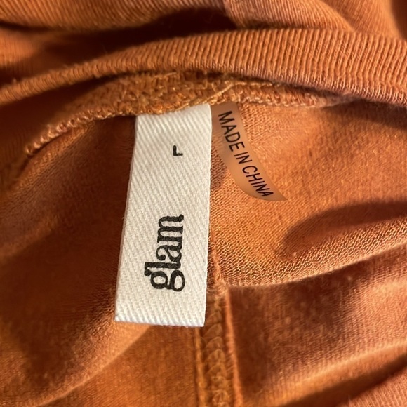 Glam women’s shirt Large blouse tan brown oversized doleman basic short sleeve - Picture 5 of 7